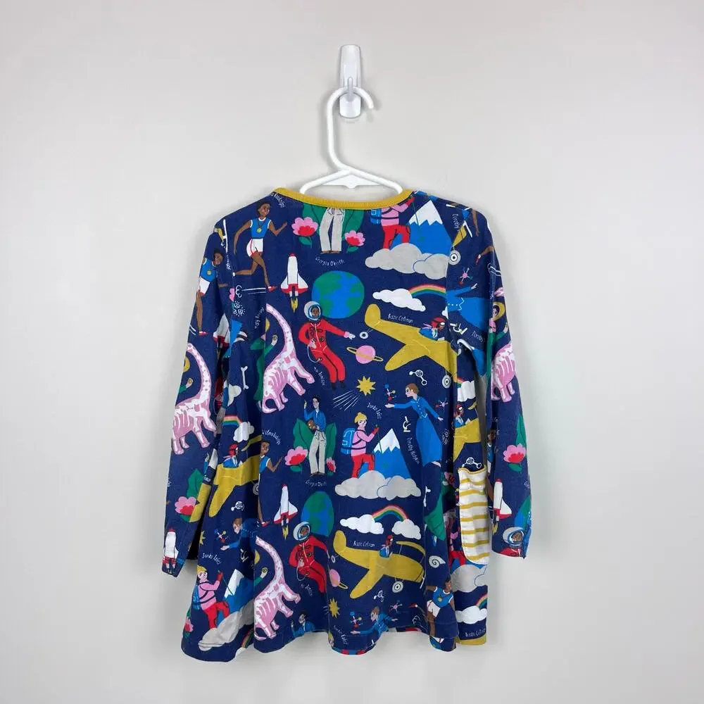 Mini Boden Educational Jersey Pocket Tunic Starboard Blue When I Grow Up 6-7